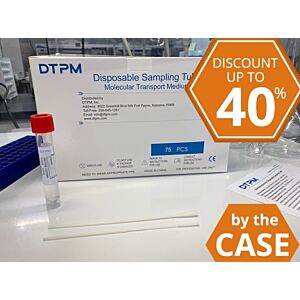DTPM-MTM Disposable Sampling Tube, Molecular Transport Medium (3 mL), Nylon Flocked Swabs (2), Sterile, Blister Packed Collection Devices - Case of 450