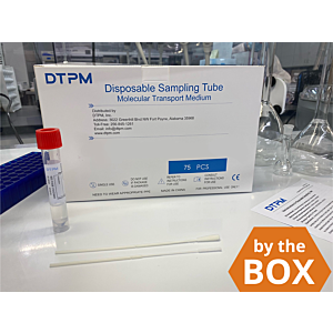 DTPM-MTM Disposable Sampling Tube, Molecular Transport Medium (3 mL), Nylon Flocked Swabs (2), Box of 75 Sterile, Blister Packed Collection Devices