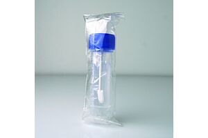 Fecal Sample Containers with ID Label, 30mL, Screw Cap with Spoon,  Polypropylene, case/500